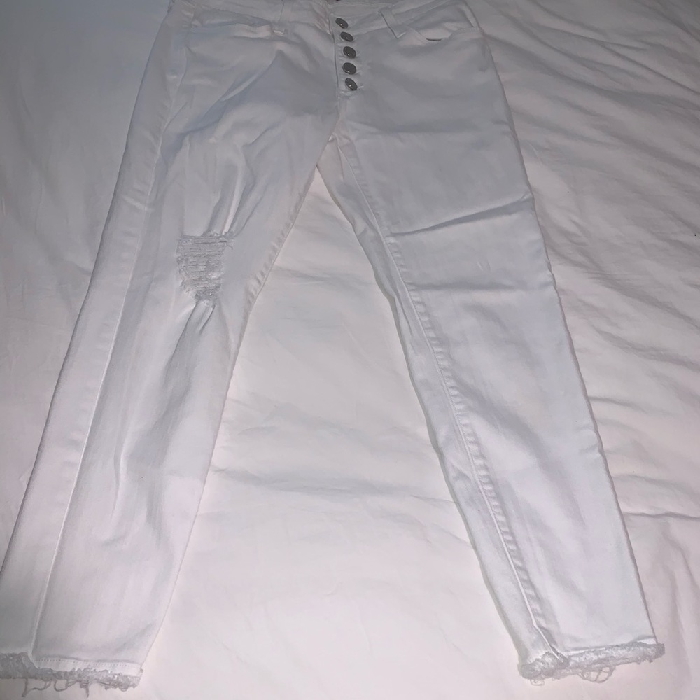 Cropped White Denim Jeans